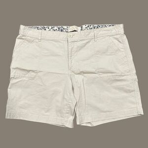 Eddie Bauer Ripstop Stretch Cotton Chino Shorts Mid Rise Pockets Khaki 18